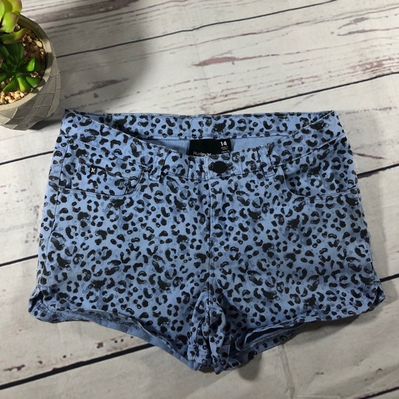Hurley size 14 girl shorts blue cheetah print - Picture 2 of 7